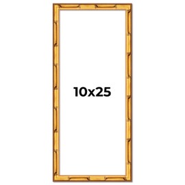 CountryArtHouse 10x25 Frame Gold Bamboo Solid Wood Picture Frame | Includes UV Acrylic Plexiglass, Acid Free Foam Backing Board and Hanging Hardware | 1 Inch Moulding Width