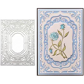 Lace Rectangle Frame Metal Die Cuts,Flower Border Square Frames Layering Label Card Cutting Dies Stencils for Card Making Stencil Embossing Tool Scrapbooking DIY Craft