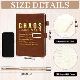 Jetec 2 Pcs Chaos Coordinator Gift Set A5 Leather Journal Notebook Ballpoint Pen Thank You Gift Male Teacher Gifts for Men Teacher Women Manager Employee Doctor(Brown)
