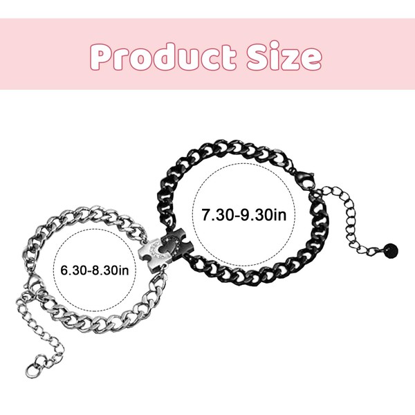Sikweny Set of 2 Couple Bracelets, Adjustable Chain, Couple Bracelets,