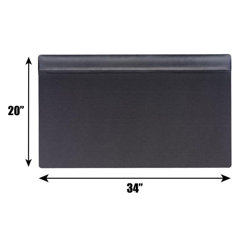Dacasso Black Leather 34" X 20" Top-Rail Desk Pad