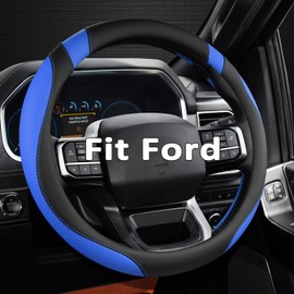 West Llama Customized Auto Car Steering Wheel Cover for Ford F-150, F-250, F-350, Expedition (Black+Blue)