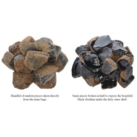 Fantasia Materials: 25 lb Full Mine Bag of Black Obsidian Rough Stones - Natural Volcanic Glass - Raw Rocks Directly from The Mine Owner!