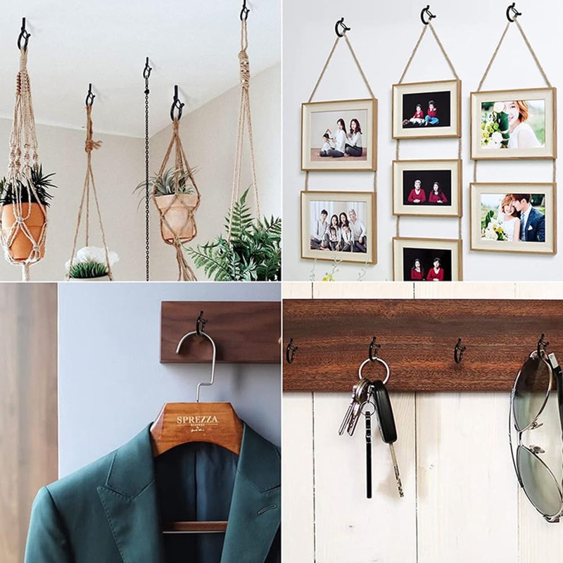 CARPEDIEM Ceiling Hooks, Carbon Steel, Wall Hooks, Cabinet Hooks, Mounted,