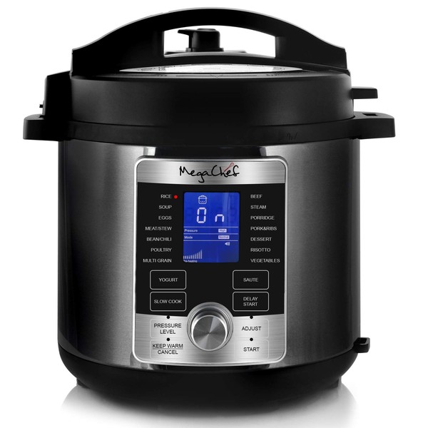 Megachef 6 Quart Stainless Steel Electric Digital Pressure Cooker with Lid