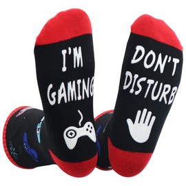 Nfpggs Gaming Socks, Fun Game Gift For Men Women Teenage Boys,DO NOT DISTURB, I AM BUSY GAMING sock, Birthdays, Christmas, Father's Day Present (red)