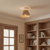 CKENSU Handwoven Rattan Semi Flush Mount, Farmhouse Ceiling Light with