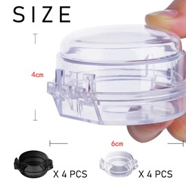 Pack of 8 Safety Stove Knobs, Safety Knobs to Protect Toddlers, Cookware Protective Swivel Cover (Transparent Colour, Black)