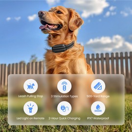 Anti-Tugging Dog Training Collar with Remote Control, Auto Leash Pulling Stop, 3300FT Dog Shock Collars, 3 Training Modes, Beep, Vibration, Static,IPX7 Rechargeable E-Collar Dogs,Orange