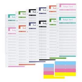24Pcs Budget Sheets, Expense Tracker Sheets for A6 Budget Binder with 16 Stickers, Refill Paper Budget Planner Accessories Money Organizer Bill Organizer