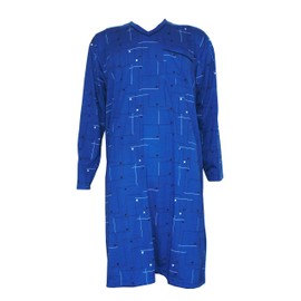 i-Smalls Mens Soft Cotton Squares Design Nightshirt Sleepwear Nightwear (Navy Square) 3XL
