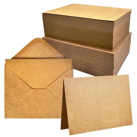 ANSSDO 100 Pack Blank Cards and Envelopes 5x7 Inch, Premium Blank Kraft Stationery Greeting Cards with Envelopes Bulk, Blank Cards with Envelopes for Card Making and DIY Invitations
