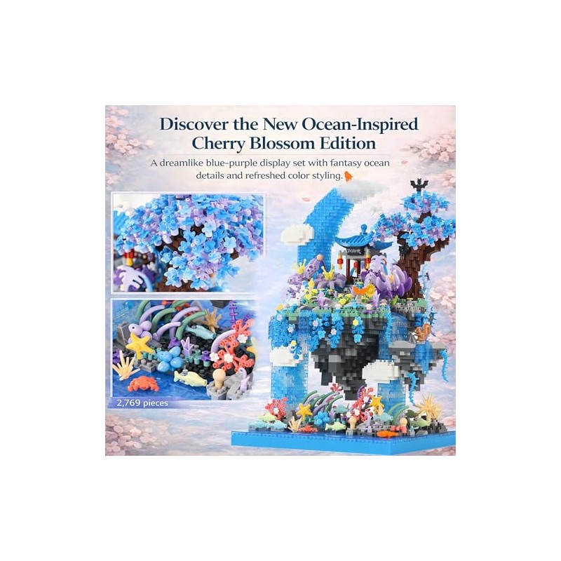 Cherry Blossom Tree Building Set with Gift Box, Ocean World