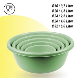 Pro Home Salad Bowl Set of 5 (700 ml - 6 L) Green - Mixing Bowl Storage Bowl, Dishwasher Safe (Diameter 16 cm - Diameter 32 cm) Food Container, Stackable