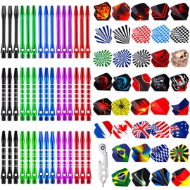 30 Pcs Aluminum Dart Shafts for Steel Tip 50 mm 53 mm Dart Stems Dart Accessories with 30 Rubber Rings 120 Replacement Flights and 1 Dart Wrench for Outdoor Indoor Sports(Multicolor)