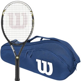 Wilson Hyper Hammer 5.3 Oversized/Extended Tennis Racquet (4 1/8" Grip) Set or Kit Bundled with a Navy Advantage 2.5 Racquet Holder Bag