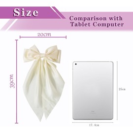 Hair Bows for Women beige Clips Large Satin Ribbon Bow Accessories Silk Big Hairs Bow for Girls Cute Christmas Long Hair Bows for Girls Hair Clip