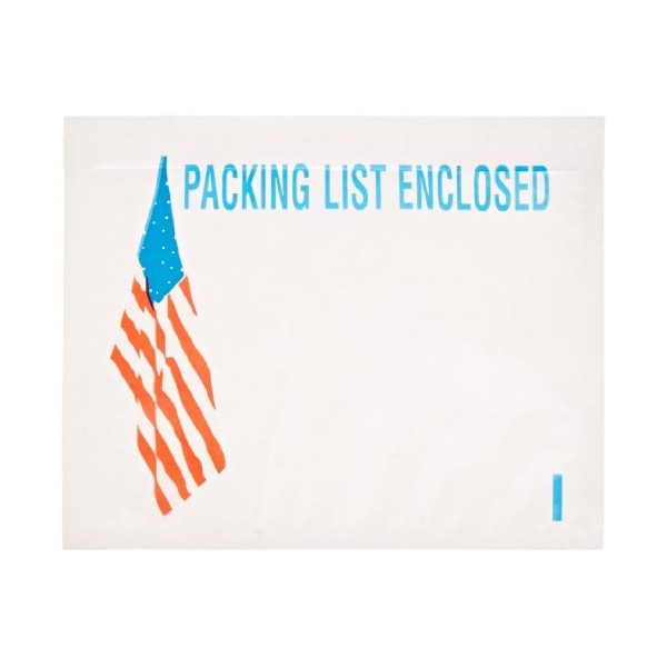 Aviditi PL468 Poly Pressure Sensitive Envelope, Legend"PACKING LIST ENCLOSED" with