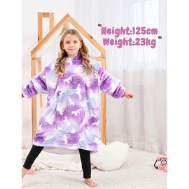 Unicorn Wearable Blanket Hoodie for Girls Unicorn Oversized Hoodie for Kids (Unicorn Purple, 10-11 Years)