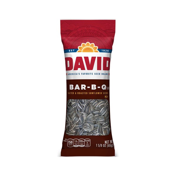 DAVID SEEDS Roasted and Salted Bar-B-Q Sunflower Seeds, 1.625 oz, 12 Pack
