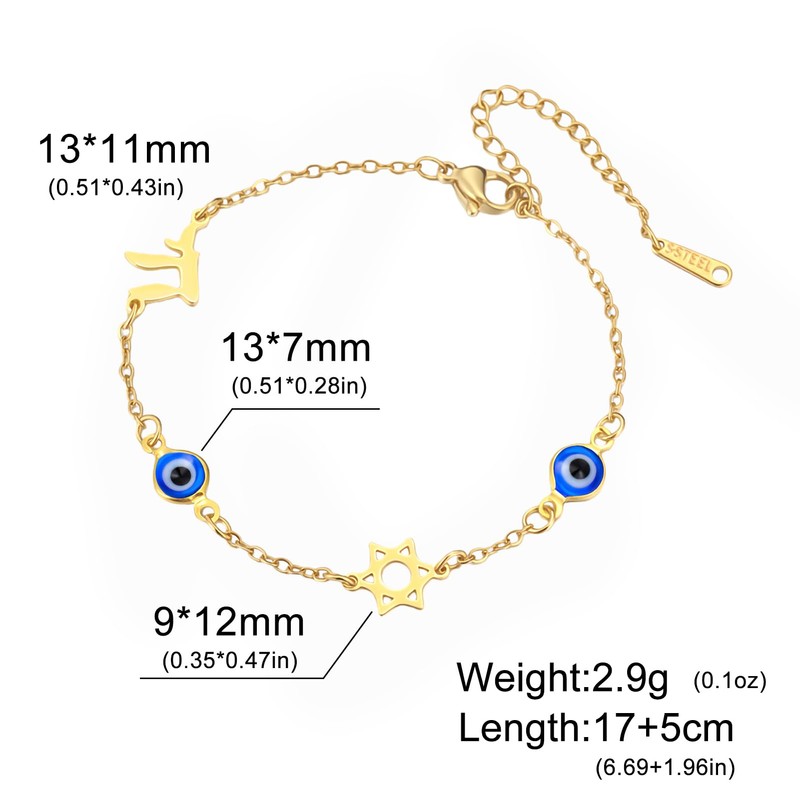 PDOUSELF Stainless Steel Evil Eye Bracelets for Women Trendy Adjustable,
