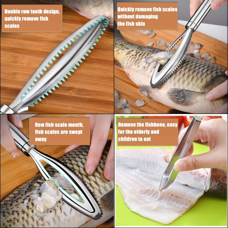 GZLCEU Fish Scaler 304 Stainless Steel Fish Scale Remover, Professional