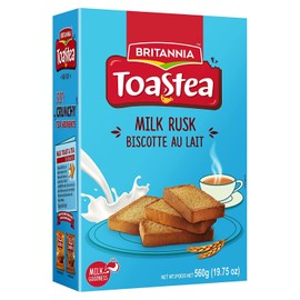 BRITANNIA Toastea Milk Rusk 19.75oz (560g) - Biscotte Au Lait - Crispy, Crunchy Tea Moments - Breakfast & Tea Time Snacks (Pack of 1)