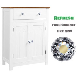 DEELF OUTLET 12 Packs Crystal Cabinet Knobs Drawer Pulls and Knobs Diamond Dresser Handles Crystal Pulls for Drawers - 30 mm Clear Glass Cabinet Knob with Bronze Base