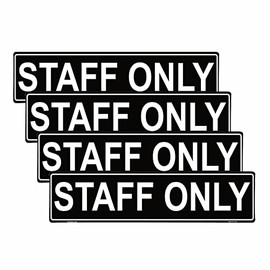 Haobase Staff Only Sign Self Adhesive Vinyl Sticker 4 Pcs (20cm x 5cm)
