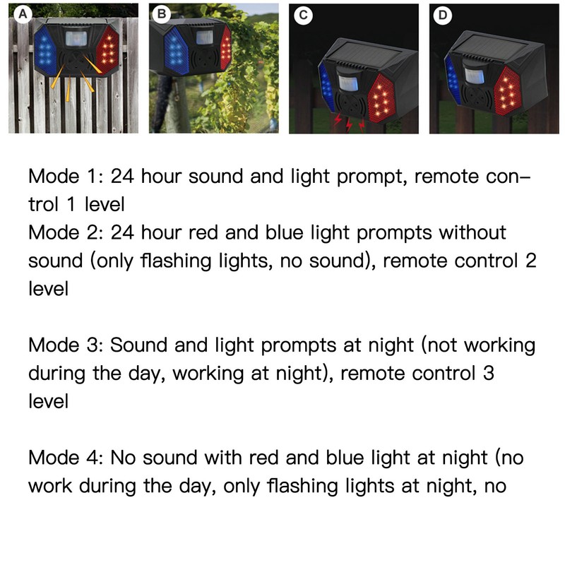 Solar Alarm Lamp IP65 Waterproof Infrared Siren Sound Light Alert