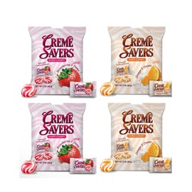 Creamy Delight Hard Candy | Original Classic Creamy Delight Individually Wrapped Candies | The Taste of Fresh Strawberries or Orange Swirled in Rich Cream | (4 - Pack, Strawberry & Orange)