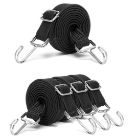 Wide Luggage Tensioner, Pack of 4 Rubber Expander Elastic Bands, 1 m Adjustable Elastic Strap with Hooks, for Bicycle, Motorcycle, Van, Black