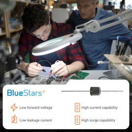 BlueStars Upgraded 30 Pcs 20SQ045 Schottky Rectifier Diode 20A 45V Blocking Bypass Barrier Diodes 20 Amp 45 Volt Solar Axial Cell Dioden R-6 Package for Solar Panel