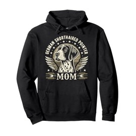 German Shorthaired Pointer Mom Retro Biker Wings Motorcycle Pullover Hoodie