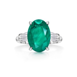 Michooyel S925 5ct Synthetic Emerald Ring Oval Cut Trapezoid Diamond Engagement Ring Sterling Silver Wedding Band For Women