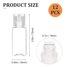 SynHHergyx 12 Pcs 15ml/0.5oz Travel Bottles Empty Plastic Bottle with Flip Cap Clear Squeeze Bottle Travel Size Containers for Shampoo Shower Gel Lotion