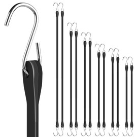 Aemygo Rubber Bungee Cords Assorted Sizes, 12 Pack Heavy Duty Bungee Straps with Hooks Flat Tie Down Straps, 1OO% EPDM Bungee Cords for Outdoor Cargo Tarps Motorcycle Truck 6", 9", 10", 15", 21", 31"