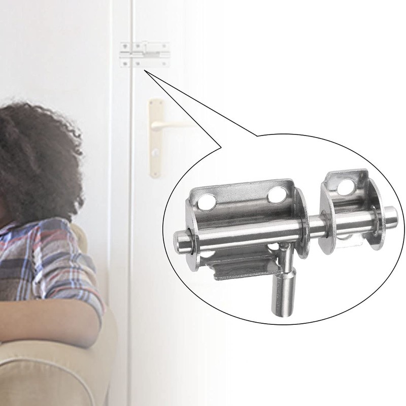 SeonFook 2pcs Sliding Barrel Bolt Round Bar Latch Stainless Steel