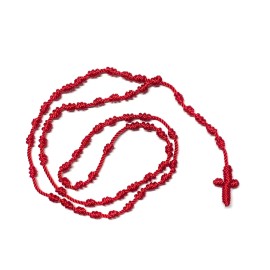 Red Knotted Braided Rosary Necklace Catholic Religious Gift Rosario Tejido New