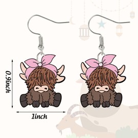Whaline 5 Pairs Highland Cow Acrylic Earrings Cute Cow Dangle Earrings Decorative Drop Earrings for Women Girls Jewelry Party Gift Accessories Supplies