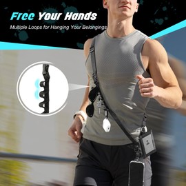 TiMOVO Clip and Go Phone Strap with Wallet, Phone Lanyard Crossbody with Zippered Pouch Adjustable Strap for Phones, Black