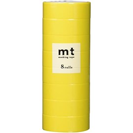 Kamoi Kakoshi MT08P512 Masking Tape, 8 Ps, Width 0.6 inches (15 mm) x 2.8 ft (7 m), 512 Matte Yellow