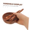 Ipetboom 1Set Wooden Salad Bowl Set Smooth Edge Acacia Wood