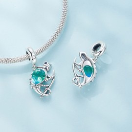 NINGAN 925 Sterling Silver Chameleon Pendant Sparkling Emerald Pendant for Women Bracelet Necklace jewelry gift for a friend or family member