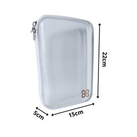 my BBlins - Pack of 2 Clear Plastic Zippered Pouches BPA Free | Anti-Shock, Rigid | Ideal as Makeup Bag, Bag Organizer, Craft Storage, Toys and More (White)