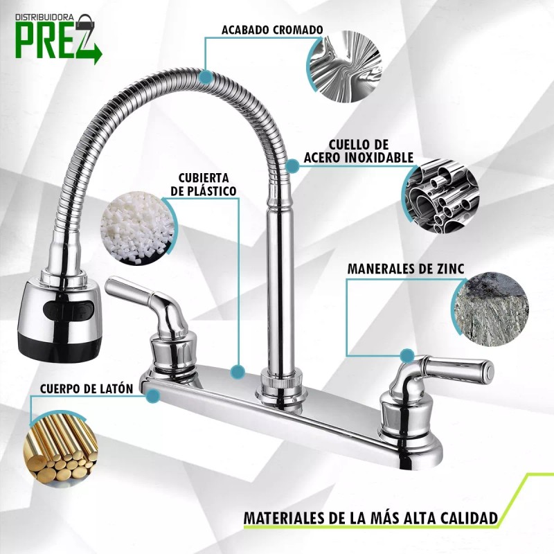 Prez Grifo Mezcladora Fregador Llave Inoxidable Flexible Sp-80067