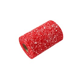 15cmx15m Snow Dot Mesh Fabric, Glitter Tulle Fabric Roll, Decorative Tulle Roll for DIY Crafts Bows Gift Wrapping, Red