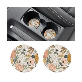 KHGUZ Car Cup Holder Coaster, 2PCS Anti Slip Cute Vehicle Drink Mat, Waterproof Non Scratch Automotive Interior Water Bottle Pad Decoration Accessories, Universal for SUV Sedan Truck (Style B-Flower)