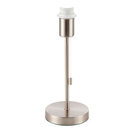 Traditional and Classic Table Lamp Base in Satin Nickel with Pull Cord Switch | 31cm x 13cm | 1 x 11w LED by Happy Homewares