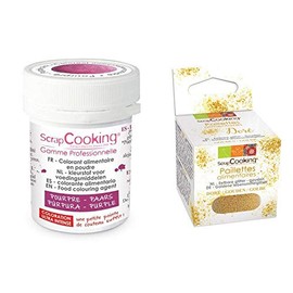 Food coloring powder Purple + Edible golden glitter